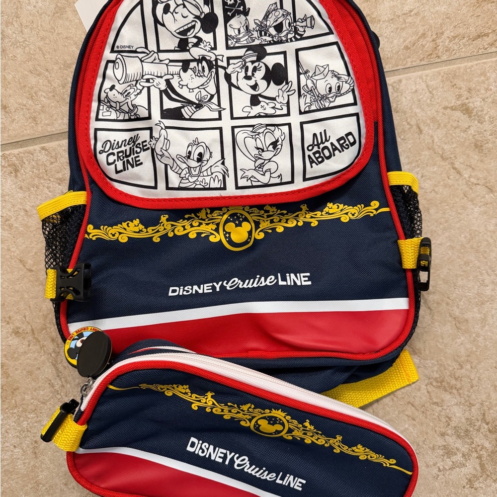 Disney Cruise Line Kids Backpack – NWT- Removable Pencil Pouch –Colorable Design - Picture 2 of 4